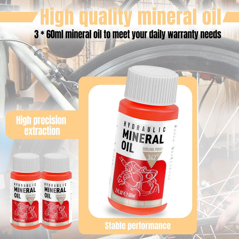 All In One Pro Grade Hydraulic Brake Bleed Kit For Disc Brakes Ready To Go With 180 Ml Mineral Oil Included, Metal Adapters, Flexible Hoses, Piston Stoppers, Flow Stoppers, Wrenches And More For MTB And Road Bikes
