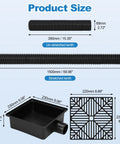 Product size of 2.5 Inch Gutter Downspout Extension Kit, Flexible No Dig Buried Drain Pipe, showing dimensions and components.