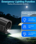 Car Clip On Fan With LED Display showing emergency lighting function in outdoor nighttime setting, highlighting buttons.