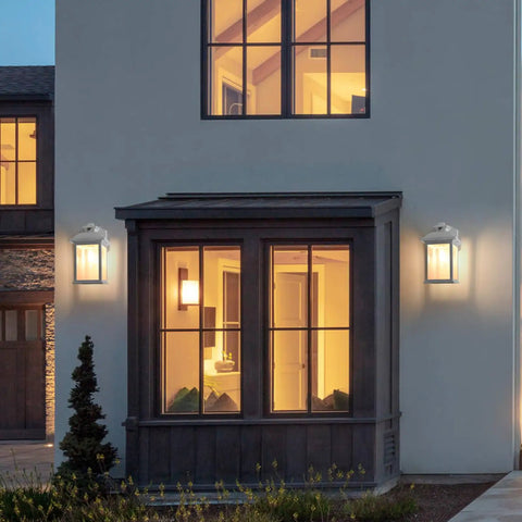 Dusk To Dawn Outdoor Wall Lantern With Sensor Waterproof Porch Light Easy Install Fixture E26 Socket on house wall
