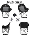 Multi-view of Oversized XL Camping Chair For Adults Built Tough 500 Lb Capacity with padded seats and cup holder