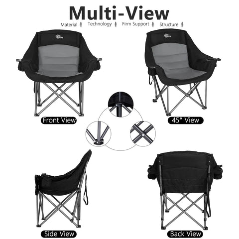 Multi-view of Oversized XL Camping Chair For Adults Built Tough 500 Lb Capacity with padded seats and cup holder