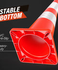 Base view of 10 Pack 28 Inch Safety Traffic Cones With Reflective Collar, showing stable PVC anti-slip bottom for durability.