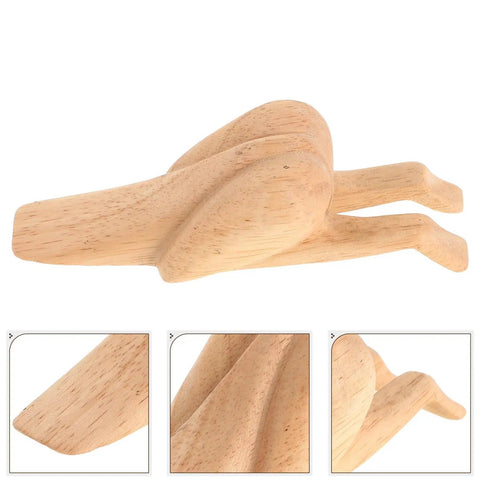 Wooden Door Stopper With Funny Shape For Home And Office Heavy Duty Door Wedge That Reduces Noise No Tools Needed Quick Install Beige Color Durable And Eye Catching on white background, showing detailed texture and finish.
