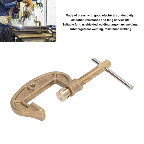 Heavy Duty 300A Welding Ground Clamp Made From Premium Sturdy Brass That Resists Oxidation And Degradation For Shipyard High Current Arc And Gas Welding Tasks To Keep Your Earth Connection Rock Solid And Ready Anytime.
