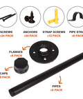 Six Pack Heavy Duty Industrial Pipe Shelf Brackets Designed For Quick Install Floating Wall Supports With Ridiculously Solid Wrought Iron Build To Kick Your Rustic Diy Decor Game Way Up Today including screws, anchors, flanges, caps, and pipes.