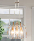 Gold Modern 3-Light Pendant Chandelier With Seeded Glass Shades for dining room, kitchen island, or living room ceiling