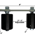 Sliding Gate Guide Post Rollers 3 Inch Black L Bracket Mount With Rear Adjustable Bracket And Double Hard Nylon Rollers