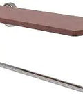 Dottingham 16 Inch Solid Brass And Ipe Ironwood Integrated Towel Bar And Wood Shelf In Satin Nickel Finish With Concealed Mounting