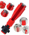 All In One Faucet And Sink Wrench Tool For Plumbing Installations, 25 In 1 Multifunctional Kit showing tool close-up and uses