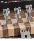 Spoilboard Surfacing Router Bit For Pros With One Inch Cutting Diameter And One Quarter Inch Shank, Three Flute Carbide Insert CNC Bit For Slab Flattening Planing Milling Replaceable Rotating Inserts Made In USA