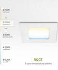 3000K warm white setting of 12 Pack 3 Inch LED Square Recessed Downlights With 5 CCT 2700K To 5000K CRI90 No Fuss Dimmable Ultra Thin