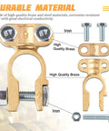 Brass Battery Terminal Clamps Set Top Post Connectors Protectors, Positive And Negative 1 Pair, No Fuss Easy Install
