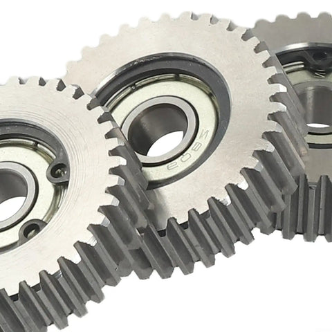 Three Piece 36T Steel Gear Set For Electric Bicycles With 38mm Outer Diameter Compatible With Bafang Motors E Bike Transmission Upgrade And Repair Tough Steel Gears For Smooth Shifting And Long Lasting Performance. close-up steel gears