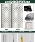 Double-Sided Chisel Sharpening Kit With Diamond Stones, 400/1000 Grit plates shown with non-slip base and protective cover