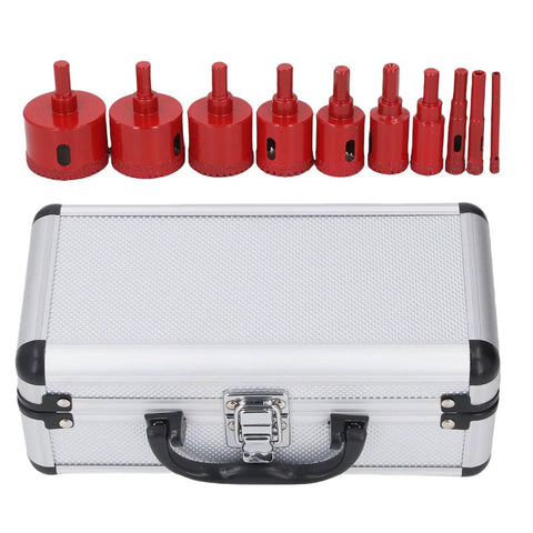 Ultimate Sonew 10 Piece Hole Saw Tile Drill Bits Kit For Ceramic Marble Glass Coring With Hard Synthetic Coating And Heavy Duty Steel Shank For Tough Jobs, set in case