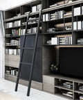 Heavy Duty Stainless Steel Stair Climbing Track With Swivel Floor Rollers No Sweat Mobility Rail For Hauling Furniture And Gear A Real Smooth Operator Setup For Loft Or Home on a modern bookshelf.