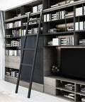 Sliding Barn Door And Library Ladder Track Kit for home loft, stainless steel rolling ladder, 6.6 to 13 ft rail on bookshelves