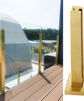 Heavy Duty 304 Stainless Steel Glass Railing Post With Smooth Brushed Finish And Rock Solid Base, installed for deck safety.