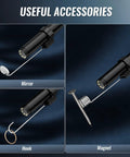 Endoscope Camera 16.4 Ft Cable 1920P HD For iOS And Android With Type C To Lightning And Type C To Micro USB Adapters real-time view with mirror, hook, and magnet accessories