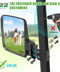 Universal No Drill Golf Cart Side Mirror Set with Folding Design 180 Degree Adjustable HD Glass Fits EZGO Yamaha Club Car