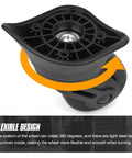 360 Degree Swivel Suitcase Wheels Replacement Caster For Luggage Travel Durable PVC Rubber Hybrid Construction showcasing its flexible design with steel ball structure for smooth turning.