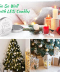 Top Shelf CR2032 3V Lithium Batteries 5 Pack next to LED candles and decorated Christmas tree with gifts.