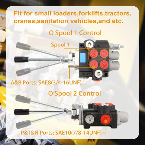 Heavy Duty Hydraulic Control Valve With Joystick Dual Spool 11GPM Directional Valve For Log Splitters Tractors And Loaders