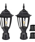 Dope Outdoor Post Light LED Lantern With Pier Mount Base Waterproof IP44 Exterior Lamp Fixture Black Anti Corrosion Plastic