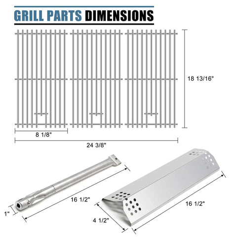 Grill Replacement Parts Kit For A 3 Burner Gas Grill, Includes Grates, Heat Plates And Burners, Fits 720-0787D And 720-0953 Series