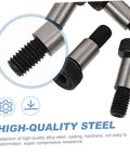 Close-up of steel shoulder screws from Shoulder Screws Set Six Piece Heavy Duty Plow Bolts And Nuts Kit For Home Improvement And DIYers