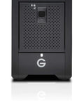 Front view of Heavy Duty 72TB Thunderbolt 3 Raid Drive Array With Four High Capacity Drives, matte black chassis.