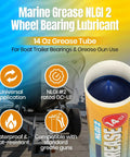 Beefy Marine Wheel Bearing Grease Tube 2 Pack 14 Oz Waterproof High Temperature NLGI 2 Lubricant for boat trailers, open view