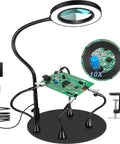 Magnetic Helping Hands Soldering Station No Fuss Setup With 10X Magnifying Glass And Light Four Flexible Arms PCB Holder Third Hand Tool