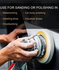 Six Inch Hook And Loop Sanding Discs 10 Pack 60 To 600 Grit Aluminum Oxide Heavy Duty Sandpaper For Wood Metal Smooth Finish being used for polishing.