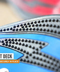 Close-up of slip-resistant deck on RipStik Ripster Caster Board For Narrow Stance Riders 9 Inch Blue With 360 Degree Trucks Concave Deck