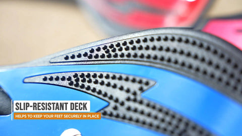 Close-up of slip-resistant deck on RipStik Ripster Caster Board For Narrow Stance Riders 9 Inch Blue With 360 Degree Trucks Concave Deck