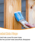 Applying finish over 150 Piece Solid Wood Pocket Hole Plugs Set For Screws Three Eighths Inch Dowels in pine wood