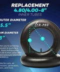 Heavy Duty Inner Tube For 4.80/4.00-8 Tires With TR-13 Straight Valve with 15.5 inch outer, 8 inch rim diameter for yard work equipment