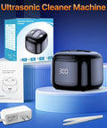 49kHz Ultrasonic Retainer Cleaner Pod with 220ML capacity on display with packaging and instructions