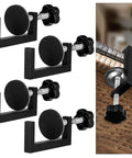 Four Pack Couch Clamps for Sectionals, Adjustable Patio Fasteners Clips, shown securing a rattan sofa with non slip mats.