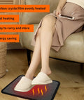 Woman using Under Desk Heated Floor Mats With 110V Foot Warmer Keeps Toes Toasty All Day At Work Or Home Quick Heating Foot Pad