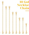 Go-To Gold Jewelry Extenders Set For Necklaces, Bracelets, And Anklets, 10 Pieces In Assorted Sizes, Stainless Steel Chain Extenders