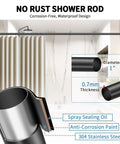 Black Adjustable Shower Curtain Rod 36 To 84 Inches Stainless Steel Non Rust Spring Tension No Drilling
