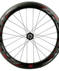 700C Disc Brake Road Bike Wheelset Carbon Fiber 24H Front 20H Rear 55mm Deep Rim Dope Performance, black rim design