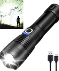 Rechargeable Flashlight 900000 Lumens Ultra Bright LED With 5 Modes And Zoomable Beam Powerful Emergency Light For Camping