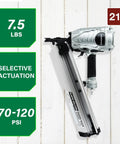 Framing Nailer 21 Degree Plastic Collated Lightweight 7.5 Lb Pro Power Tool For Flooring Roof Decking Subflooring And Sheathing Accepts