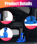 Product details of Badass 20 Ton Hydraulic Bottle Toe Jack With A Snappy Rotating Handle Made From Tough Steel, showing strong spring and thick base.
