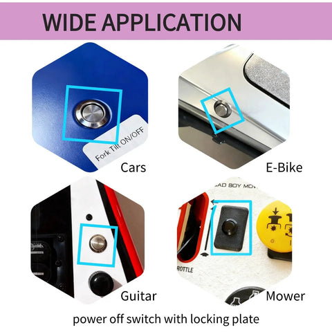 12mm Momentary Push Button Switch With High Head Waterproof Metal On Off Switch And Prewired Harness in car, e-bike, guitar, mower