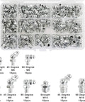 Grease Fittings Assortment Kit, 230Pcs Steel Zerk Nipples In Straight, 90-Degree, And 45-Degree Angles, M6 M8 M10 displayed in box
